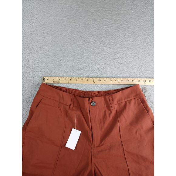 A New Day Pants Womens 16 Orange High Rise Wide Leg Casual Stretchy Cuffed NWT - Picture 7 of 10